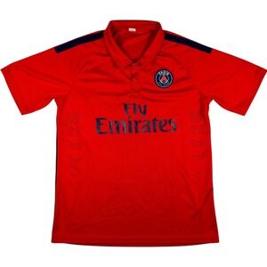 Paris Saint-Germain PSG Soccer Jersey Red Fly Emirates Polo Shirt Mens 12